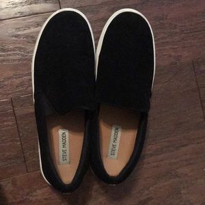 Steve Madden Black Suede Slip-Ons